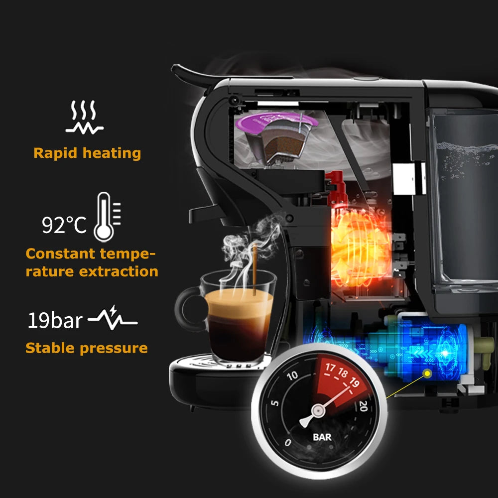 HiBREW Coffee Machine 19 Bar 4in1 Hot &amp; Cold Multiple Capsule Espresso Cafetera Pod Coffee Maker Dolce Milk Nexpresso Powder H1A